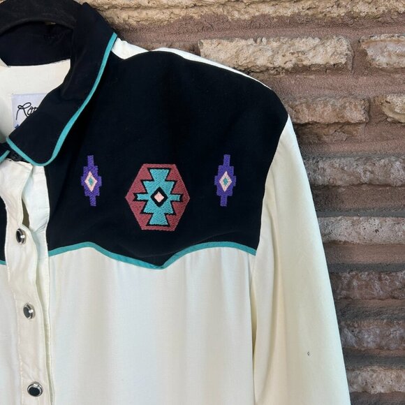 Vintage Roper Women's Aztec Pearl Snap Western Shirt Size Large AS Found - Picture 8 of 10